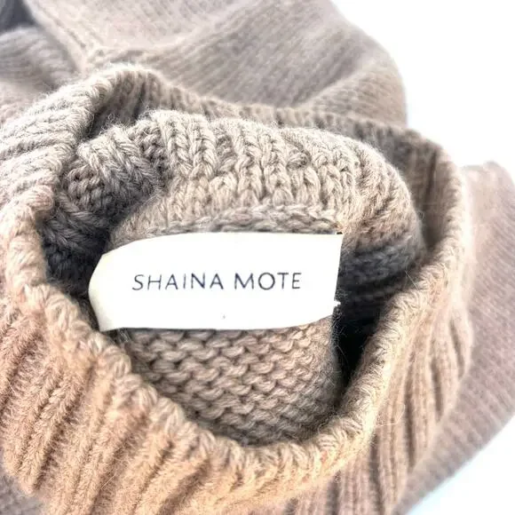 Shaina Mote Baby Alpaca Knit Oversized Slouchy Turtleneck Sweater Tan Small - Picture 4 of 8